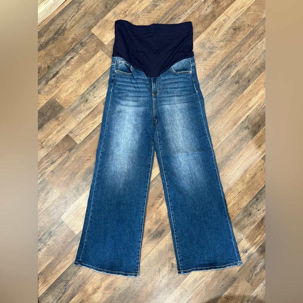 Maternity Plus Size Wide Leg Dark Wash Jeans